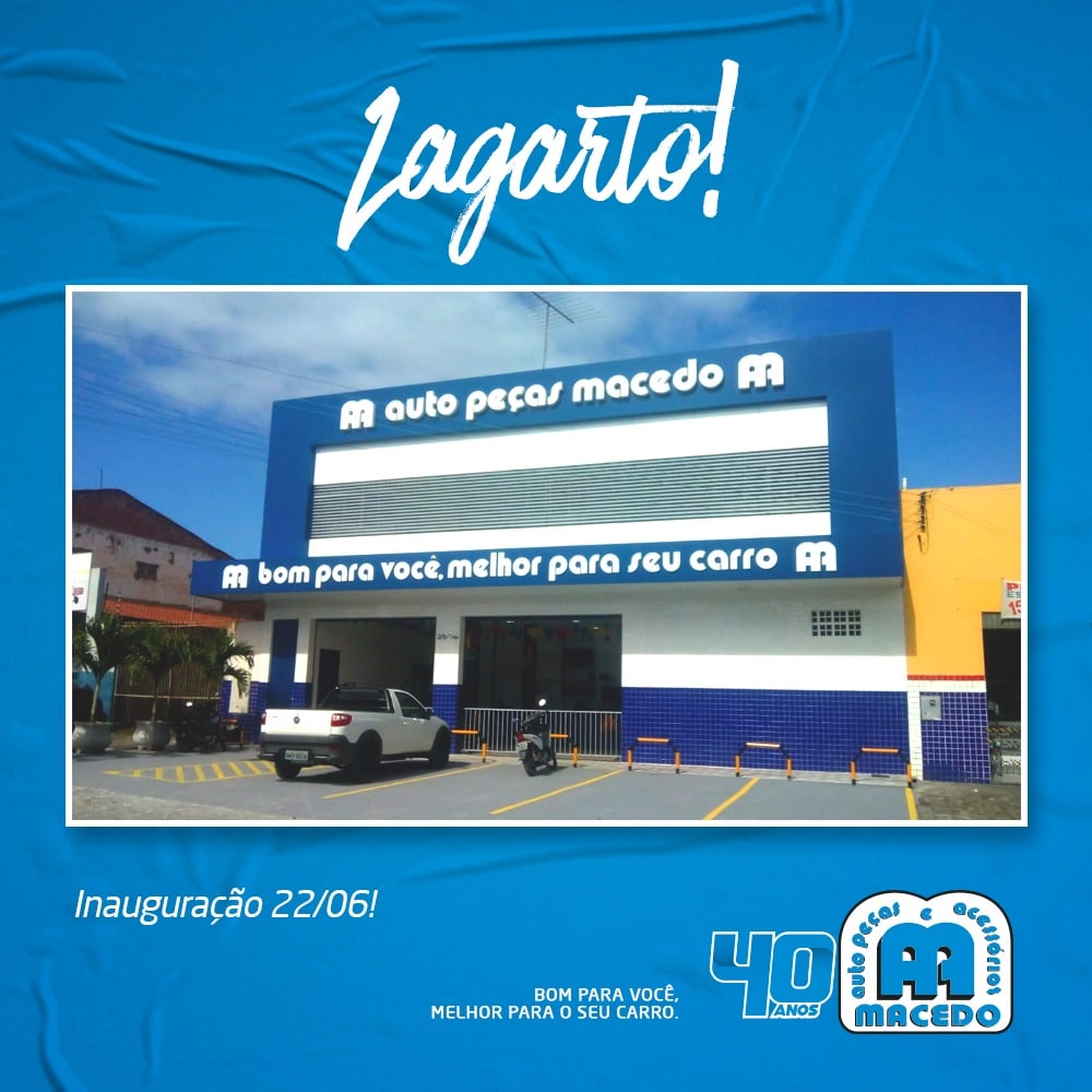 Cartaz de divulgação da loja Auto Peças Macedo em Lagarto