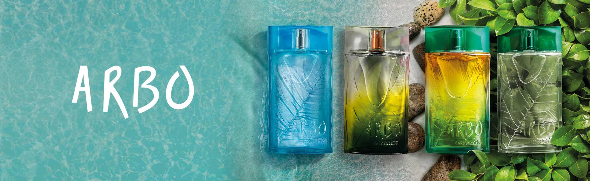 foto ilustrativa com as quatro fragrâncias do Arbo do boticário