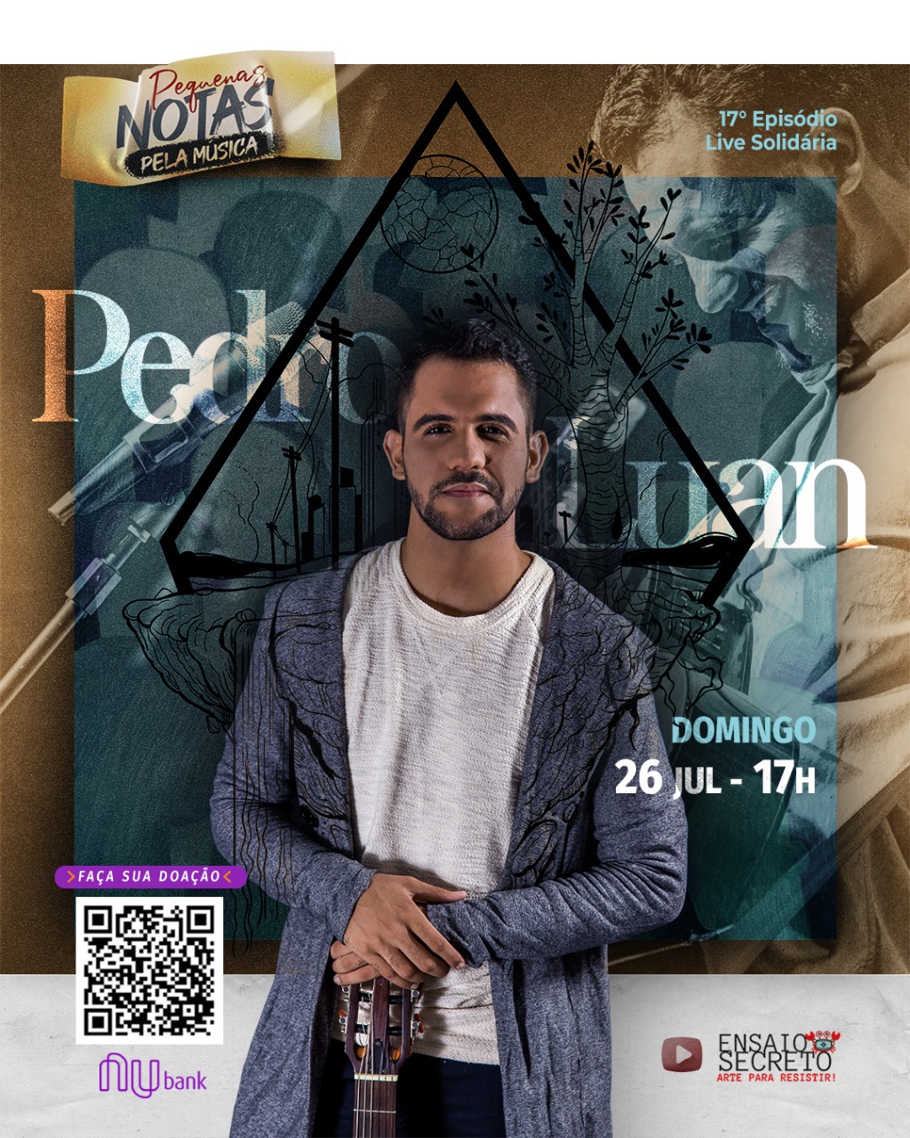 na imagem o cantor Pedro Luan que fará live solidária