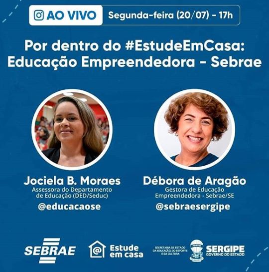 cartaz informativo sobe a live de educação empreendedora